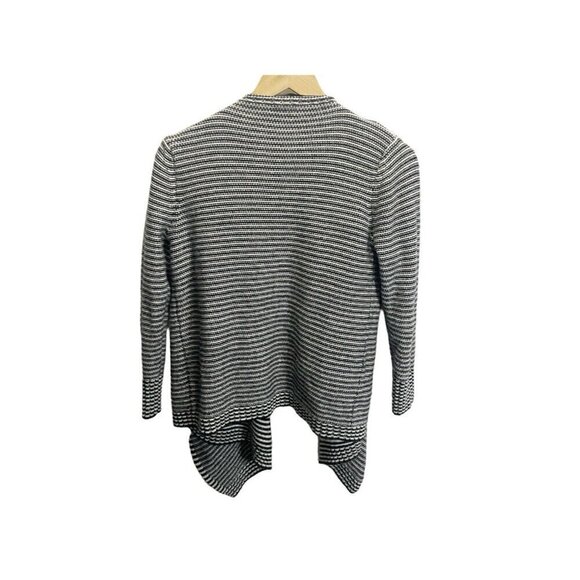 Merona Cardigan Sweater Size M Black & White Striped Waterfall Front Knit Fall - Picture 3 of 5